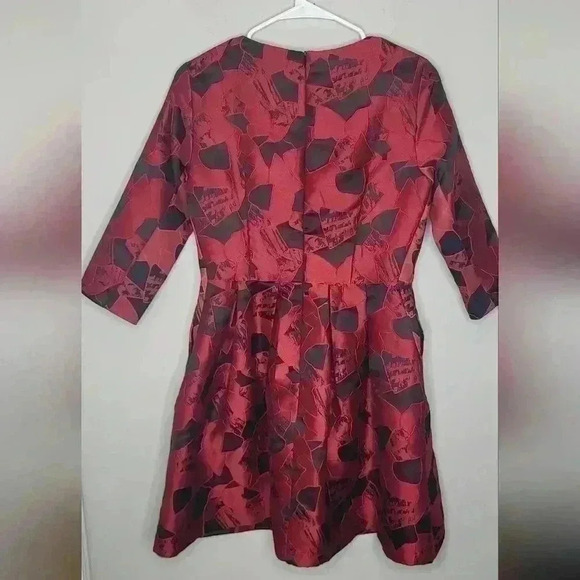 Dan Munier Red and Black Patterned Cocktail Dress Size Small - Picture 2 of 8